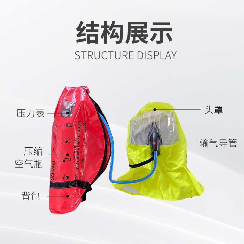 船用便携隔绝式紧急逃生呼吸器面罩CCS15分钟EEBD存放箱 救生