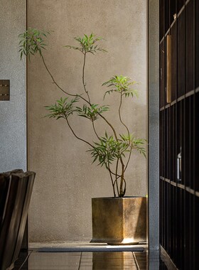 仿真绿色植物室内十大功劳s假树落地盆栽侘寂风高级仿生植物装饰