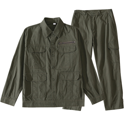 工作服套装男夏季薄款纯棉防烫耐磨电焊工汽修工人长袖劳保服定制