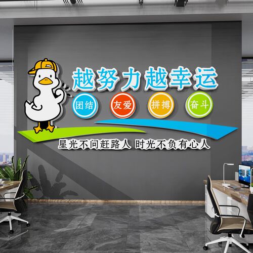 加油鸭会议c办公室墙面装饰公司团队励志标语氛围布置企业文化墙