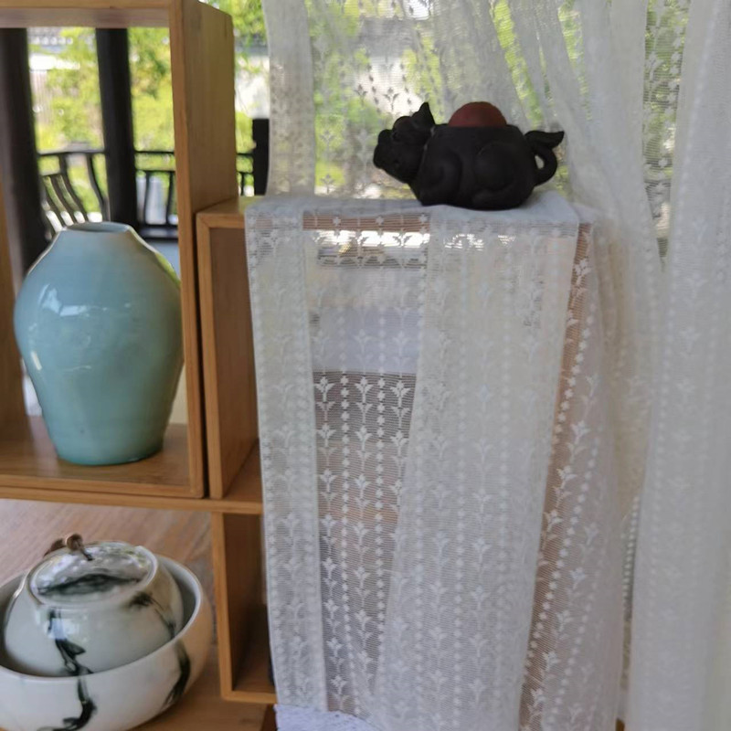 免打孔小叶子竖条纱帘飘窗半帘魔术贴门帘厨房隔断遮挡帘窗幔短帘