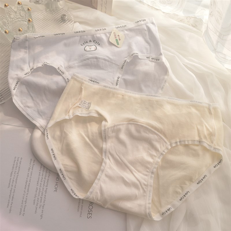 7A抗菌加长档A类棉全棉裆中腰纯棉女内裤可爱卡通纯棉少女三角裤