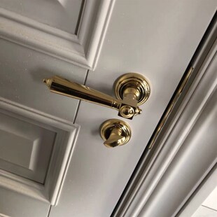 时尚 静音门锁 金色PVD纯铜门锁 纯铜房门锁 简约房门锁 美式