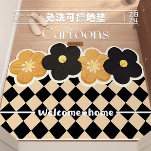 入户门耐脏免洗地垫门口卡通脚垫pvc皮革可擦洗门垫防Z滑家用垫子
