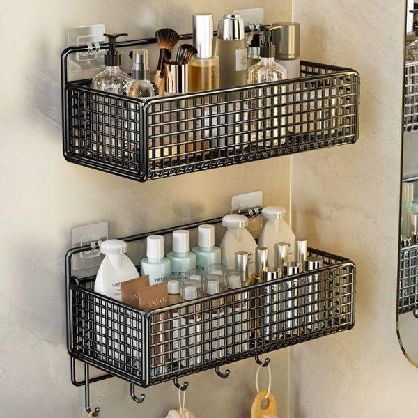 收纳篮宿舍收纳筐卫生间置物架免打孔挂篮厨房储物篮浴室收纳架,收纳整理,化妆品收纳架,淘宝优惠券,粉丝福利购,淘宝优惠卷