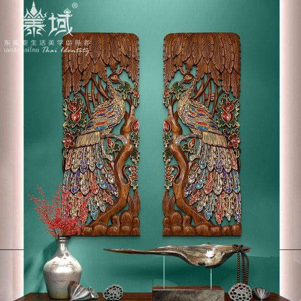 东南亚装饰实木孔雀雕花板 泰式spa店玄关挂件 壁挂花格镂空木雕,家居饰品,壁饰,淘宝优惠券,粉丝福利购,淘宝优惠卷