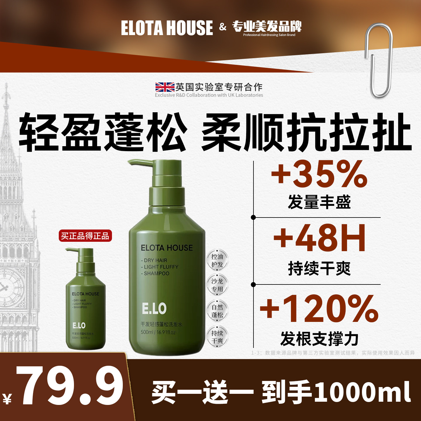 elotahouse洗发水控油蓬松去屑止痒洗发露柔顺改善毛躁干枯滋养头