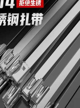 304不锈钢扎带自锁4.67.9MM金属耐温捆绑抱箍强度户外拉紧器