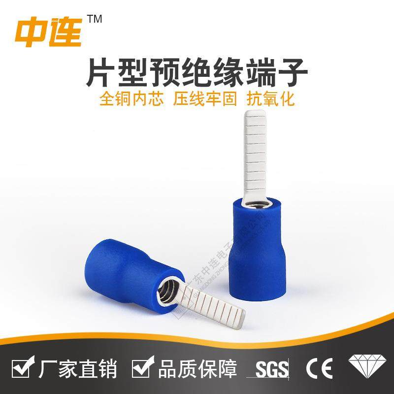 DV2-10片预绝缘端B铜头形冷压接线端子线鼻子插片头紫NWG铜镀锡线
