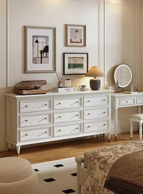 ?式式实木五八九斗法柜卧室白色七柜子靠墙轻奢美床尾收TD-D09#纳