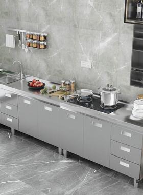 34整RRW体不0锈钢厨房橱柜家一用台体农村厨房收纳碗柜灶家用小户