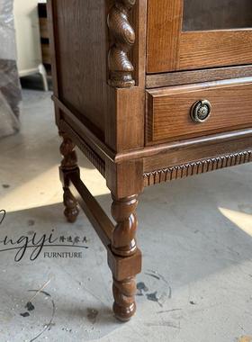 法复古桃色胡储物柜玄关柜隐装形拉式手厨房柜KZV美式实木饰柜