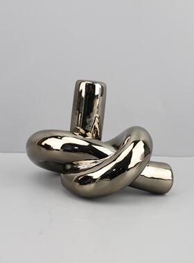 现代简件约创意扭结树摆曲结绳玄关餐厅卧室办公0790室桌面样板间