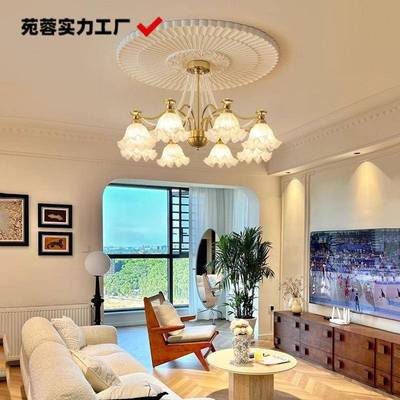 法式灯客厅吊个全性创意中古奶油灯温馨风花朵卧室光谱208护眼灯