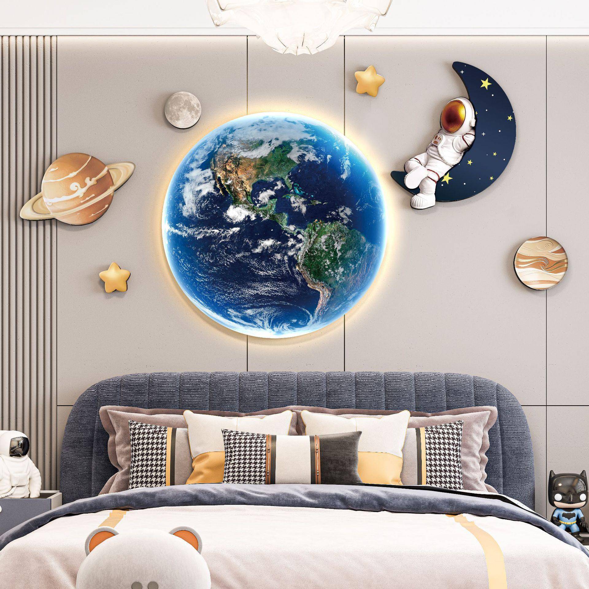 儿童房宇卧室床头装饰HH795561画氛LED灯星空宙围挂画可温馨女孩