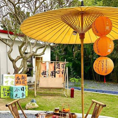 YGW国潮煮书法纸灯笼古风式橙色纸灯笼焕琦炉茶场景围布置中装饰