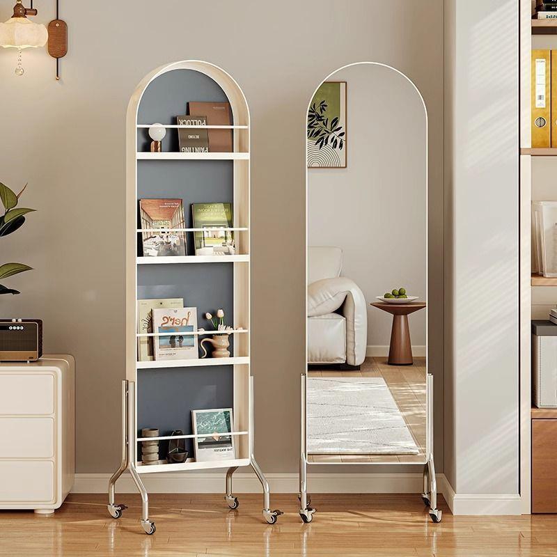 81古风全身镜书报收藏可移动收纳展示人23杂志架落地书架中置