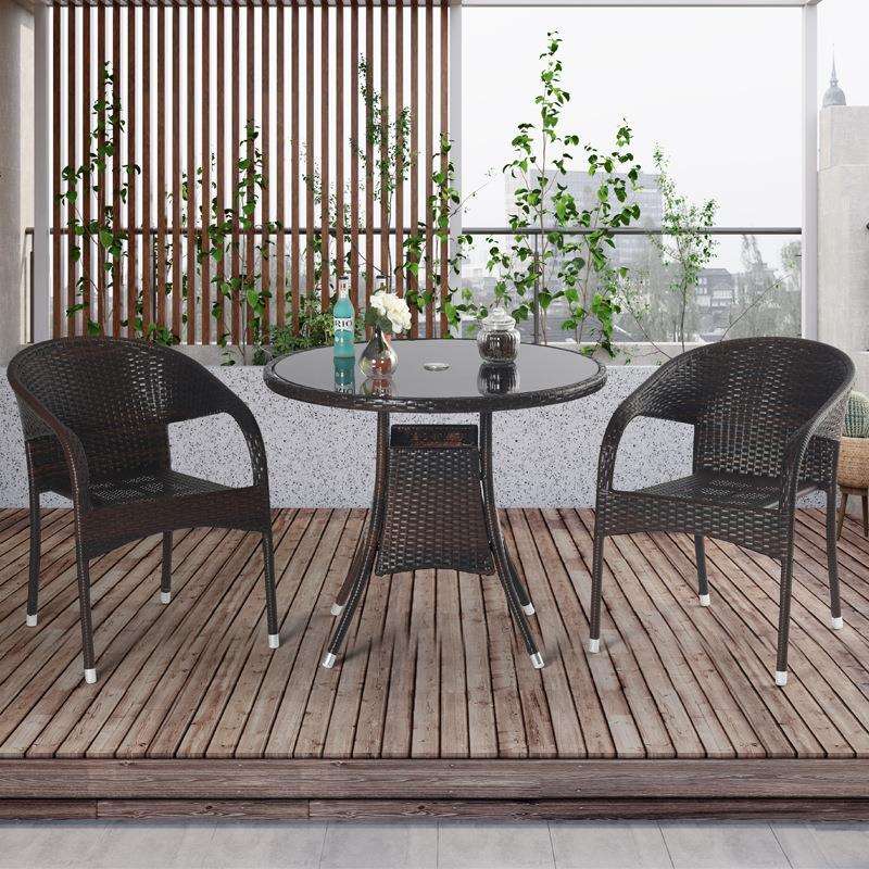 藤编椅子单人家用靠背餐椅简约户外阳台休闲室外藤编椅奶茶店桌椅