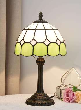 20CM 欧琈蒂凡尼彩色玻璃台灯简欧地中海绿色卧室床头书桌台灯