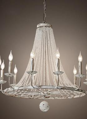 白色做旧创意个性美式水晶灯客厅吊灯餐厅卧室别墅复古铁艺灯具