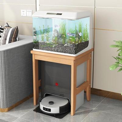 纯实木储物扫地机置物架落地鱼缸底座架子柜打印机微波炉冰箱净化