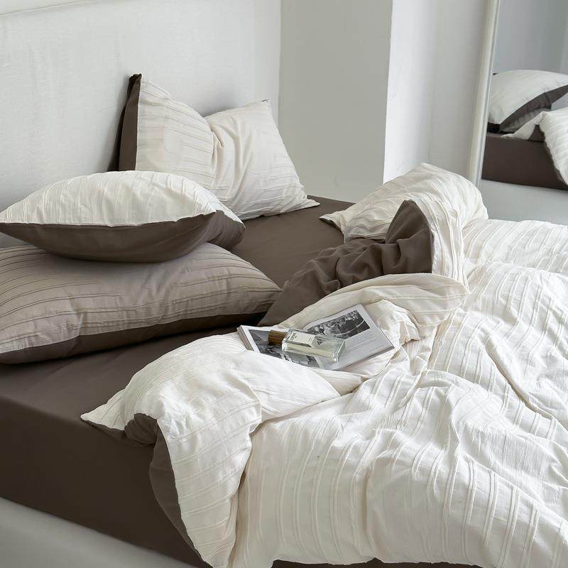 A类高级肌理感全棉提花四件套日式简约男生床上用品纯棉床单被套4,电子元器件市场,其它元器件,淘宝优惠券,粉丝福利购,淘宝优惠卷