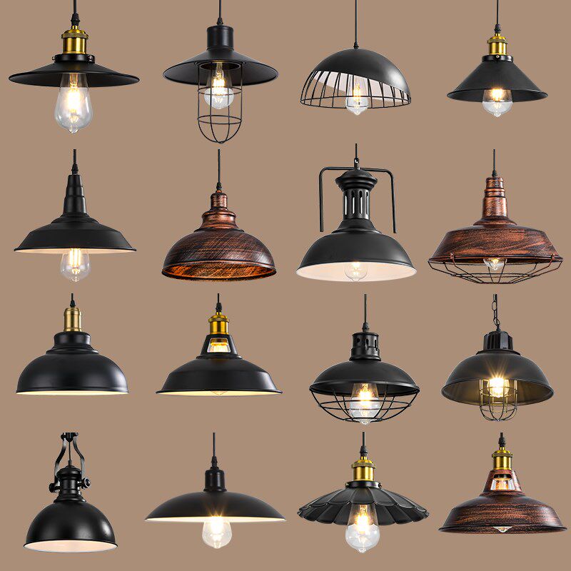 复古工业风餐厅餐饮吧台美式创意个性锅盖吊灯烧烤店办公室酒