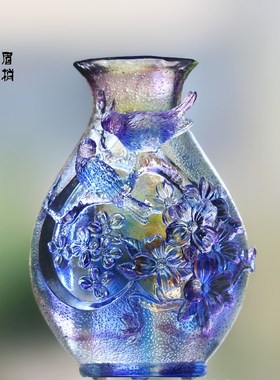 琉璃喜上眉梢花瓶喜鹊摆件居家卧室客厅软装摆放前台桌面装饰送礼