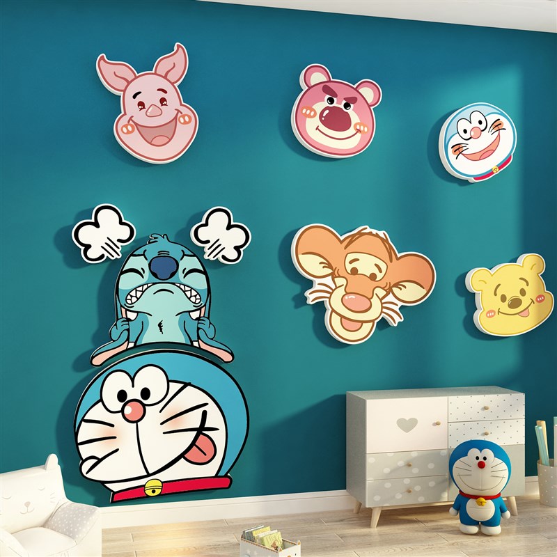 网红儿童房间布置墙面装饰改造用品公主卧室女孩床头卡通壁画背景