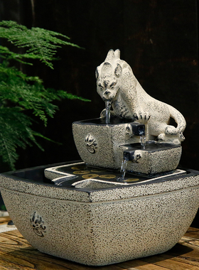 招财循环流水摆件开业礼物高档茶室礼品公司办公室前台吸水兽装饰