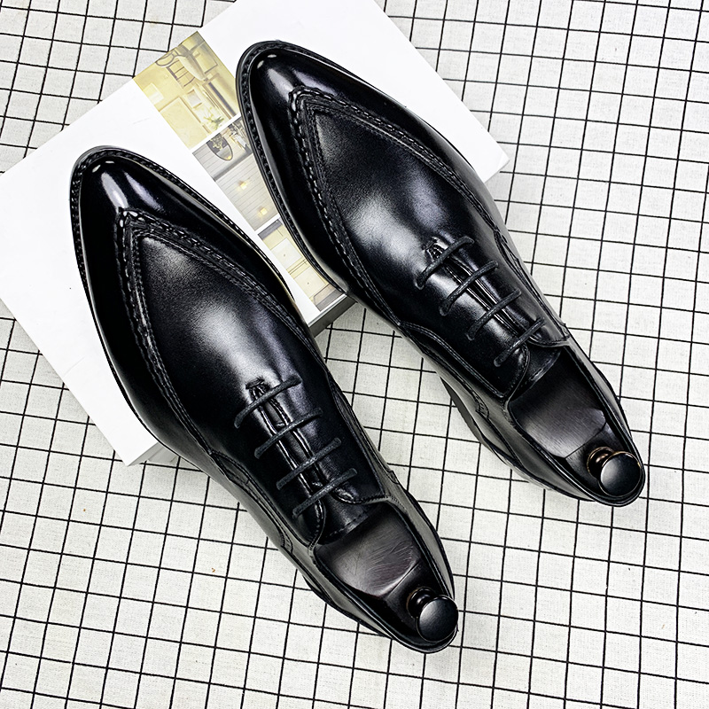 男士皮鞋商务正装潮流尖头休闲鞋子黑色内增高软底英伦青年皮鞋男