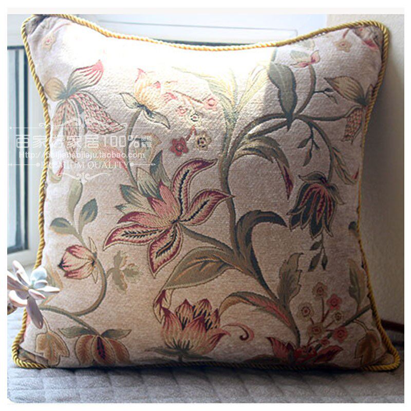 抱枕靠垫沙发抱枕套客厅不含芯长方形美式腰枕靠垫被花朵条纹定制