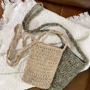 夏天海边度假单肩文艺包斜跨 2024新款 法式 草包编织包女款