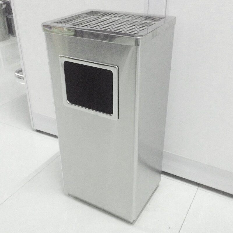 大号果皮箱室内不锈钢圆形酒店垃圾桶金属中号大堂立式方形垃圾筒