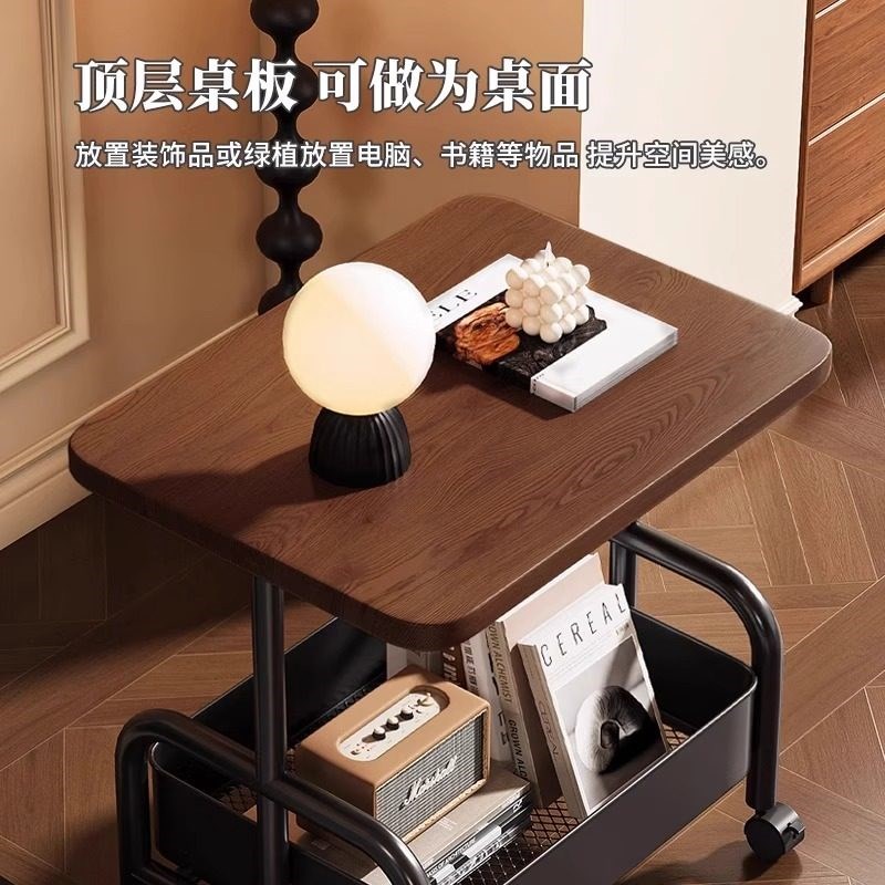 客厅沙发收纳可移动茶几小推车双层边几小桌子带轮茶桌卧室置物架