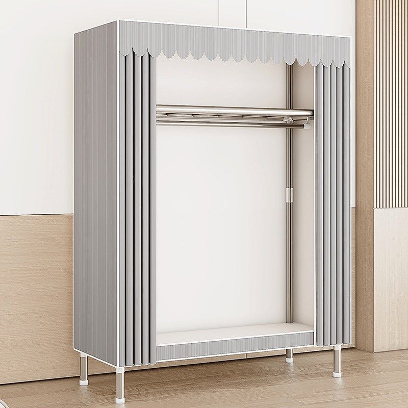 简易布衣柜加厚全钢架结实耐用经济组装衣柜家用卧室儿童衣柜衣橱