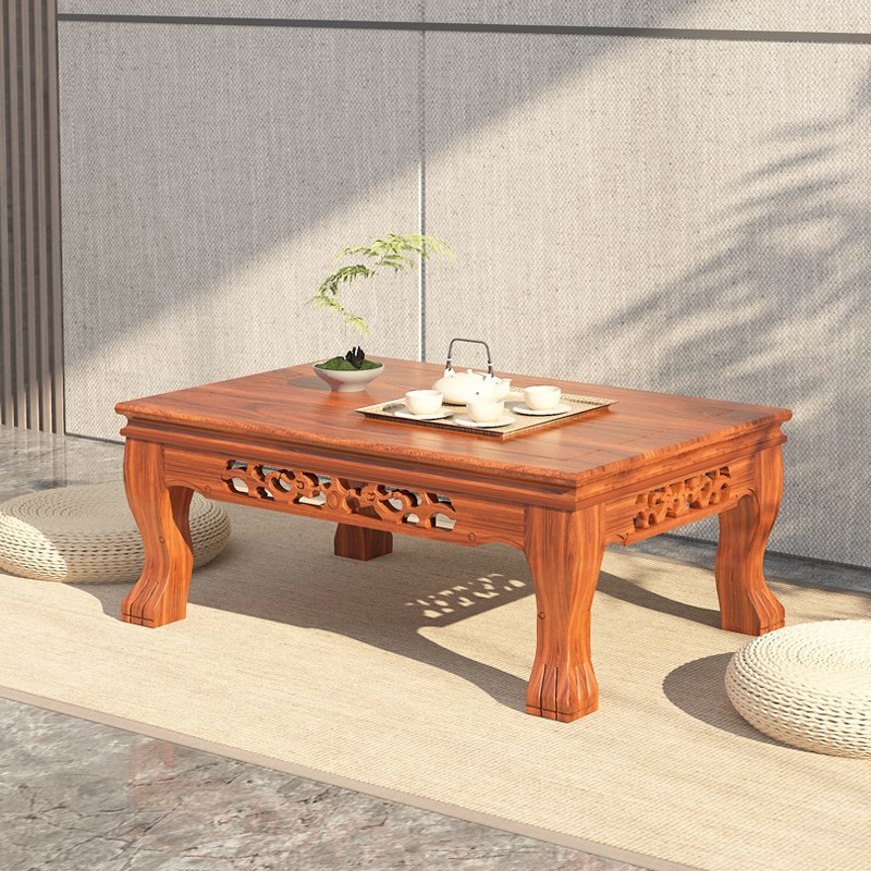雕花实木炕桌飘窗小桌子卧室坐地榻榻米茶桌小茶几炕几矮桌子禅桌