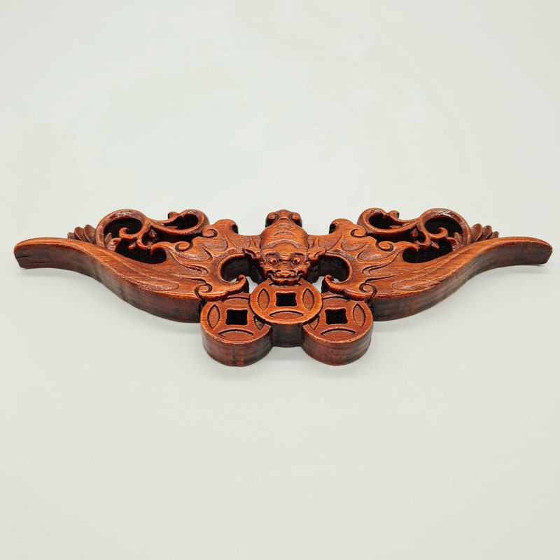 中式东阳木雕香樟实木客厅明清古典蝙蝠福在眼前三角花装饰品贴花,家居饰品,木雕,淘宝优惠券,粉丝福利购,淘宝优惠卷