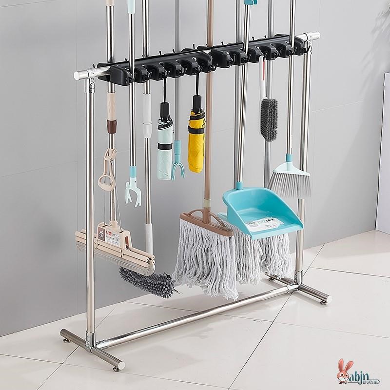 移动落地式拖把架扫把拖布阳台沥水架子清洁工具不锈钢收纳置物架