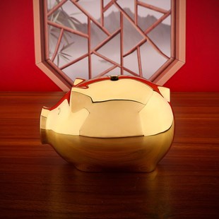 黄铜金猪存钱罐摆件儿r童男女孩子可存可取储钱罐结婚婚庆送礼品