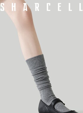 灰色小腿袜女春秋纯棉jk长筒袜防下滑显瘦半截中筒长腿高筒长袜