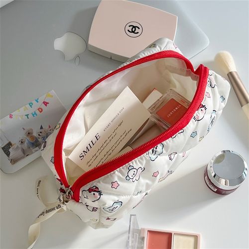 猫咪印花笔袋新款大容量便携女孩铅笔盒可爱收纳袋学生文具收纳包