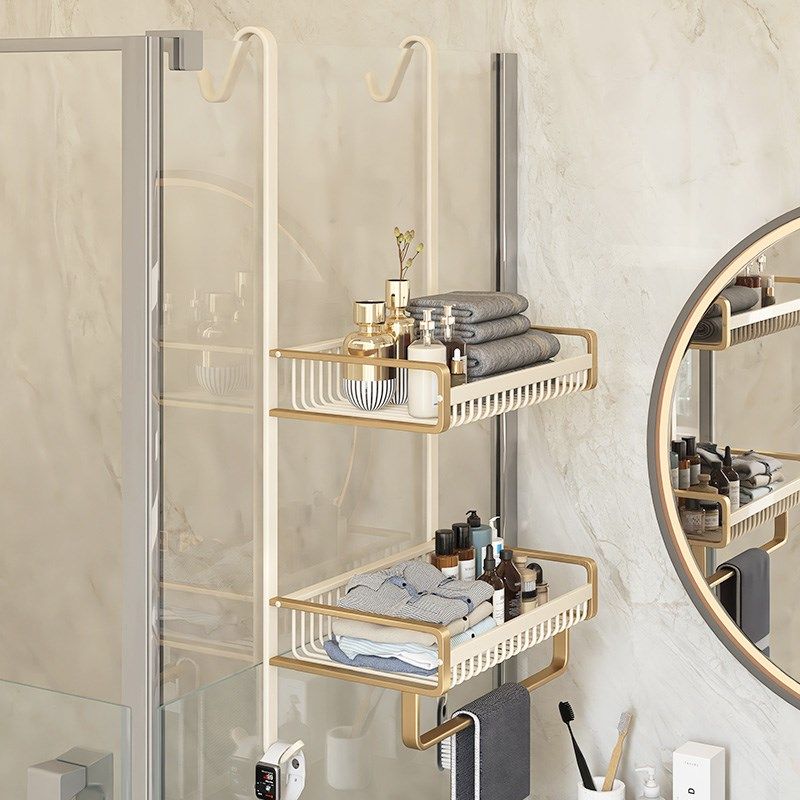 浴室置物架浴巾架卫生间收纳厕所门后洗手玻璃门挂篮悬挂