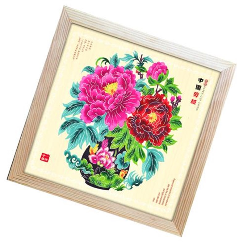 新款大号剪纸镜框摆件实木剪纸窗花福字画框特色手工艺品单位乔迁