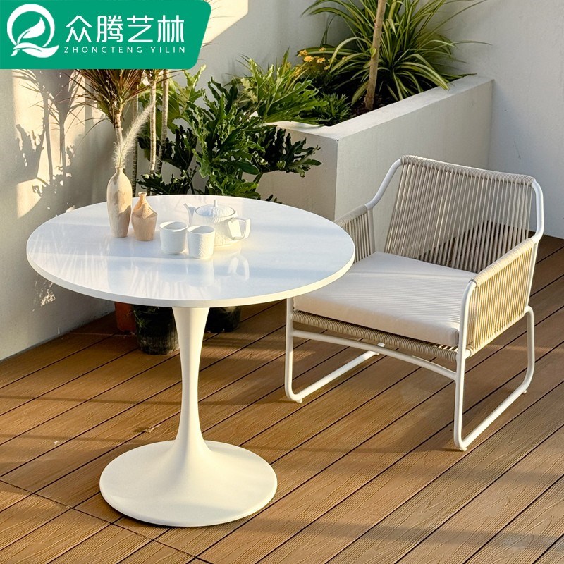 户外桌椅庭院别墅阳台网红一桌二椅藤编室外露天花园藤椅子靠背椅