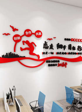 办公室企业文化背景墙面布置装饰公司团队激励文U字励志标语墙贴