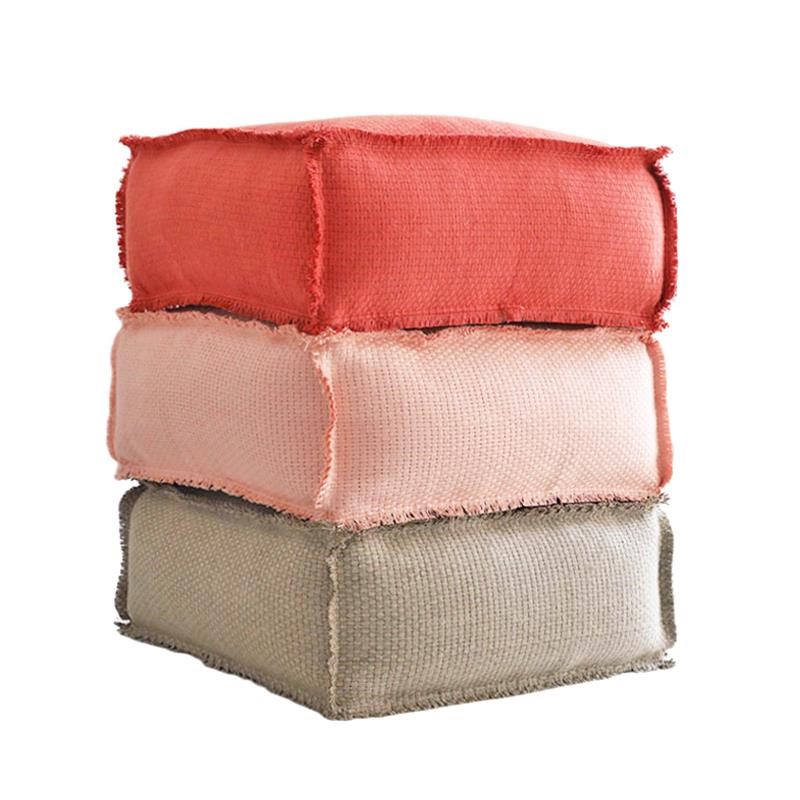 弋采野奢户外可水洗侘寂民宿样板房亚麻蒲团坐墩坐垫软包茶几豆袋