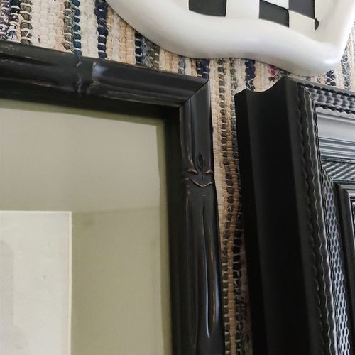 常玉《两匹马》中式小众壁画实木装饰画  黑色框竹节中古挂画