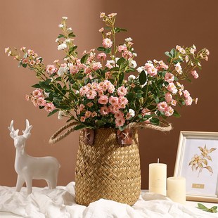 仿真花干花花束客厅摆设假花绢花餐桌摆花装饰花月季玫插花
