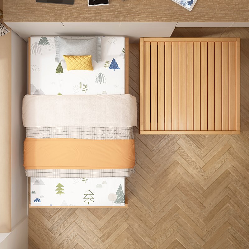 榉木实木折叠床两用小户型沙发床客厅榻榻米抽拉床家用单人伸缩床